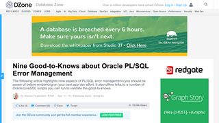 Nine Good-to-Knows about Oracle PL/SQL Error Management - DZone