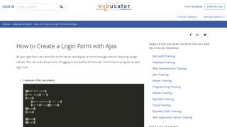 How to Create a Login Form with Ajax | Webucator