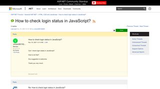 How to check login status in JavaScript? | The ASP.NET Forums