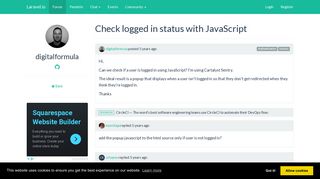 Check logged in status with JavaScript | Laravel.io