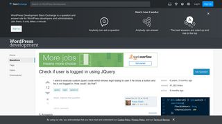 login - Check if user is logged in using JQuery - WordPress ...