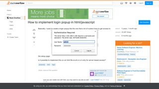 How to implement login popup in html/javascript - Stack Overflow