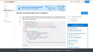 Simple JavaScript login form validation - Stack Overflow