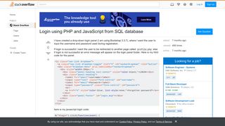 Login using PHP and JavaScript from SQL database - Stack Overflow