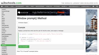 Window prompt() Method - W3Schools