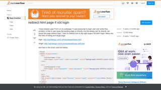 redirect html page if not login - Stack Overflow
