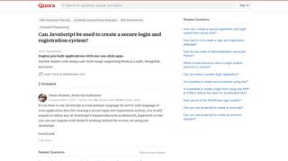 Can JavaScript be used to create a secure login and registration ...