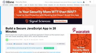 Build a Secure JavaScript App in 20 Minutes - DZone Security