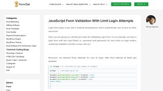 JavaScript Login Form Validation | FormGet