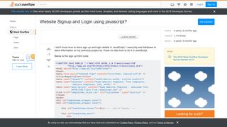 Website Signup and Login using javascript? - Stack Overflow
