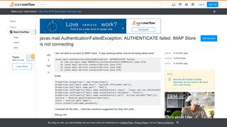 javax.mail.AuthenticationFailedException: AUTHENTICATE failed ...
