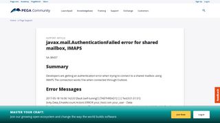 javax.mail.AuthenticationFailed error for shared mailbox, IMAPS | Pega