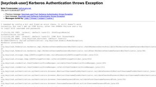[keycloak-user] Kerberos Authentication throws Exception - Mailing ...