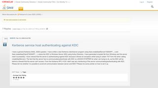 Kerberos service host authenticating against KDC | Oracle Community