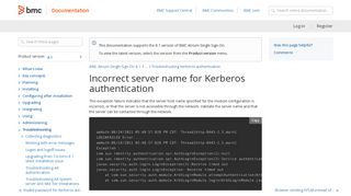 Incorrect server name for Kerberos authentication - BMC Atrium Single ...
