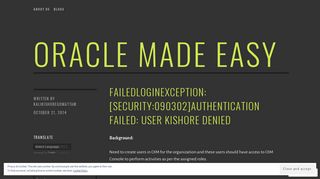 FailedLoginException: [Security:090302]Authentication Failed: User ...