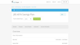 JBS 401k Savings Plan | 2016 Form 5500 by BrightScope