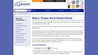MJC - Step 2: Pirates Net & Student Email - Modesto Junior College