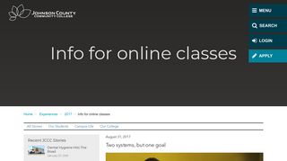 Info for online classes - Johnson County Community College