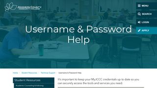 Username & Password Help - Johnson County Community College