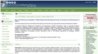 JCDR - Myometrium, Pulsality Index (PI), Resistive Index (RI) - Doi.org