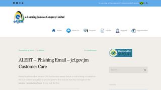 ALERT - Phishing Email - jcf.gov.jm Customer Care - e-Learning ...