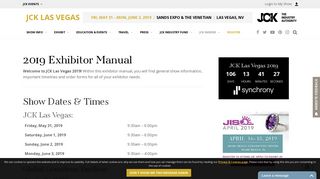 Exhibitor Manual - JCK Las Vegas • Friday, June 1 – Monday, June 4 ...