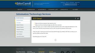 JCU Gmail – Information Technology Services - John Carroll University