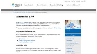 Student Email @ JCU - JCU Australia
