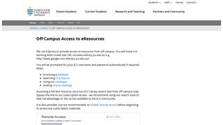 Off Campus Access to eResources - JCU Australia