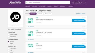 50% Off JD Sports UK Coupon, Promo Codes - RetailMeNot