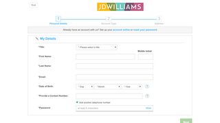 New Online Customer | J D Williams