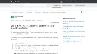 Log in to the merchant service center from inside - QuickBooks - Intuit