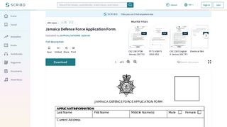 Jamaica Defence Force Application Form | Military | Armed Conflict