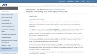 MyWay: How to Log in to MyUsage.com Account | Video ... - JEA.com