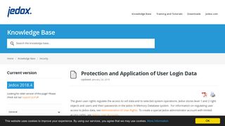 Protection and Application of User Login Data - Jedox Knowledge Base