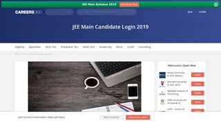 JEE Main Candidate Login 2019 – Application Form, Admit Card, Result
