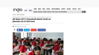 JEE Main 2017: Download Admit Cards on jeemain.nic.in link here ...
