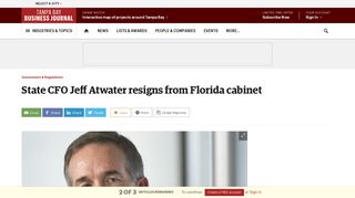 CFO Jeff Atwater is leaving Florida cabinet - Tampa Bay Business ...
