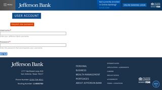 User account | Jefferson Bank