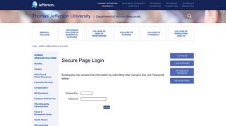 Thomas Jefferson University : Human Resources Secure Login