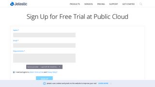 Registration for Jelastic Public Cloud. Free Trial and Sign In