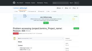 Problem accessing /project/Jenkins_Project_name/. Reason: 404 ...