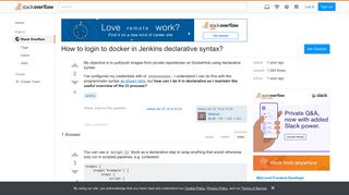 How to login to docker in Jenkins declarative syntax? - Stack Overflow