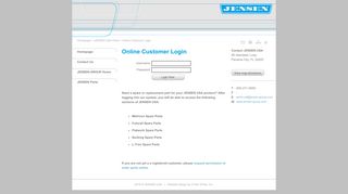 JENSEN USA | Customer Login for Online Ordering of Parts/Manuals
