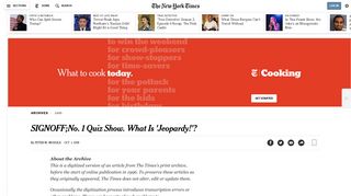 SIGNOFF;No. 1 Quiz Show. What Is 'Jeopardy!'? - The New York Times
