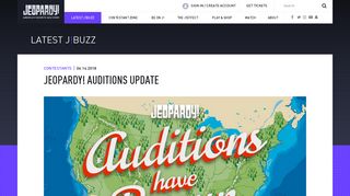 Jeopardy! Auditions Update | J!Buzz | Jeopardy.com