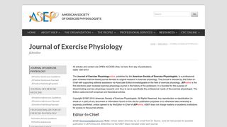 American Society of Exercise Physiologists :: Journal of Exercise ...
