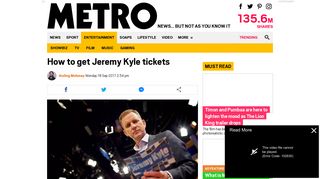 How to get Jeremy Kyle Show tickets to be in the audience | Metro News
