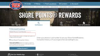 Jersey Mike's Subs - Shore Points® Rewards Balance Check